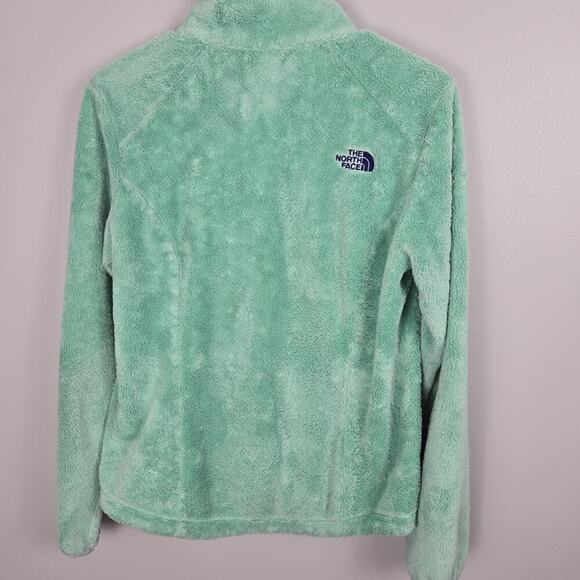 The North Face Ladies Fleece Fuzzy Coat Jacket Green w/Blue Lettering Sz S Cozy - Picture 7 of 7